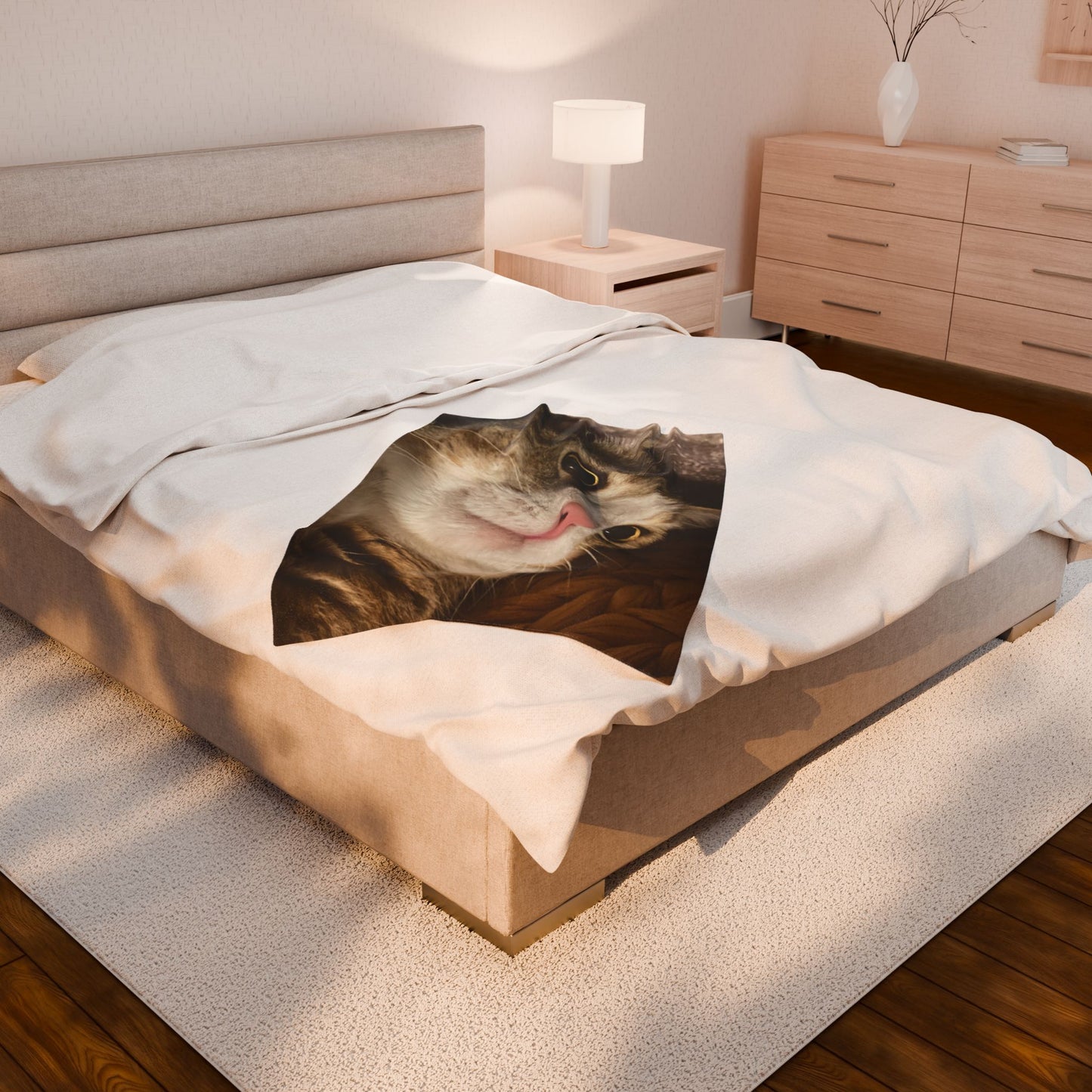 Cozy Cat Velveteen Plush Blanket, Cat Lover Gift, Soft Warm Throw, Pet Decor, Perfect for Home, Housewarming, Birthdays