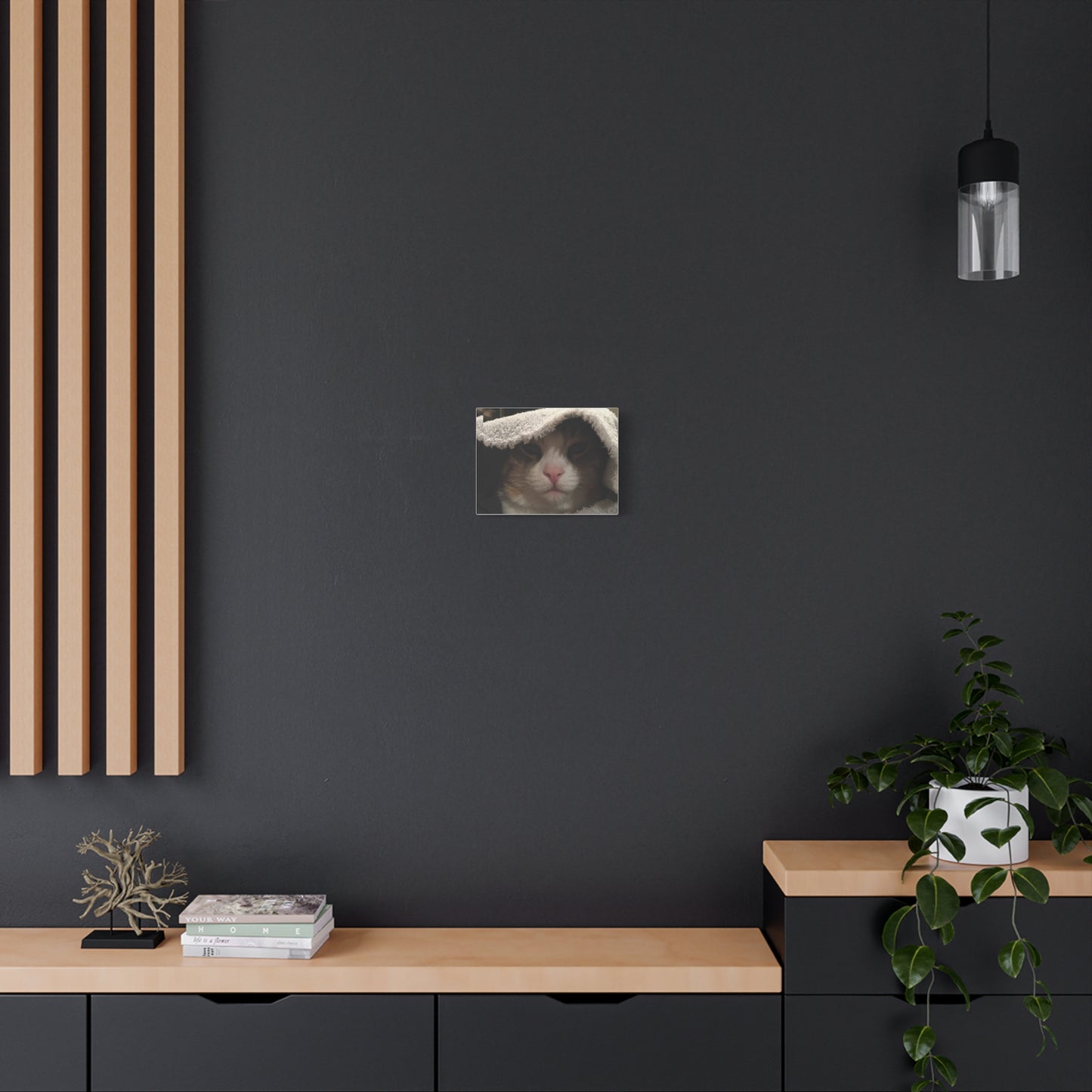 Canvas Wall Art, Cozy Cat Portrait, Pet Lover Decor, Home Wall Decor, Animal Art, Gift for Cat Owners, Cat Lover Gift